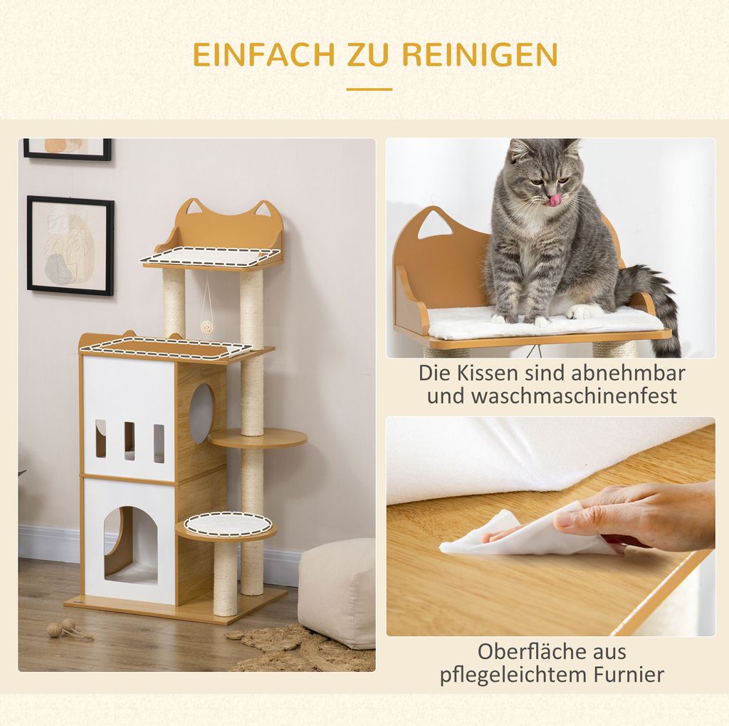 PawHut kratzbaum aus holz, 133 cm, Katzenkratzbaum mit 2 Produktbild 7