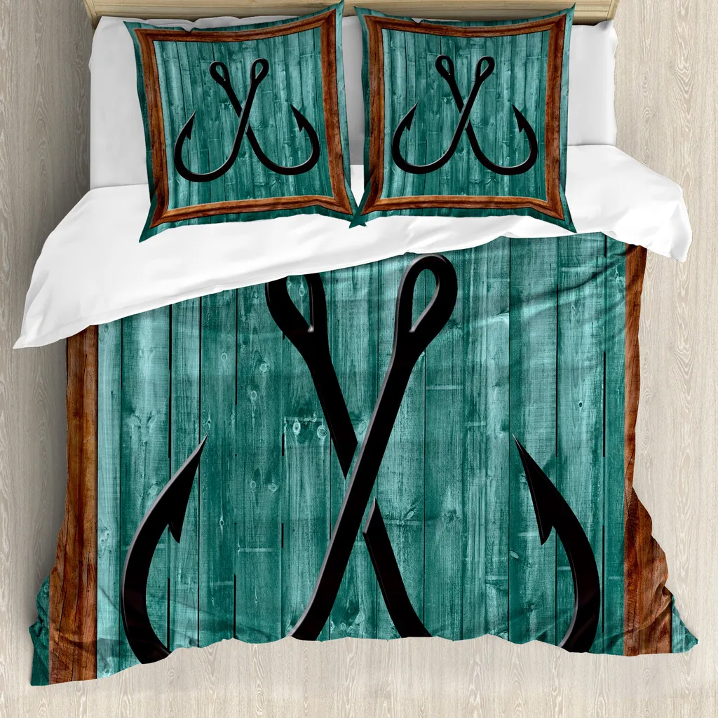 Housse de couette anti-acariens imprimé ancre de pêche 200 x 200 cm