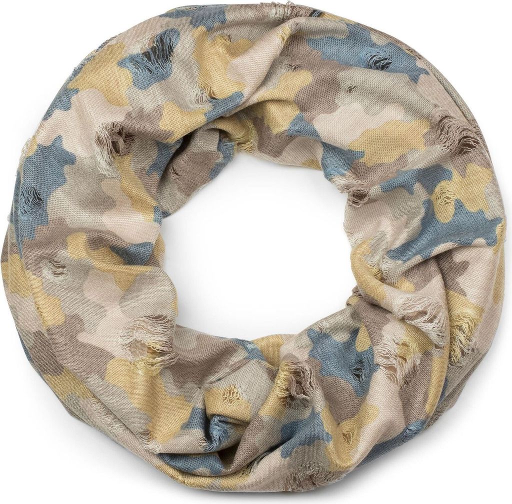 styleBREAKER Loop Schal mit Camouflage Muster im Destroyed Vintage used Look, Schlauchschal, Tuch, Uni 01016134