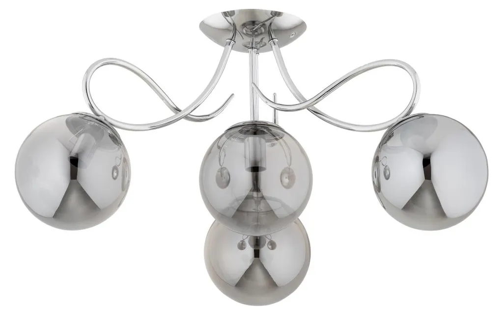 Plafonnier OXA Alfa chromé fumé 4xE14 32x58x58 cm - Design Contemporain