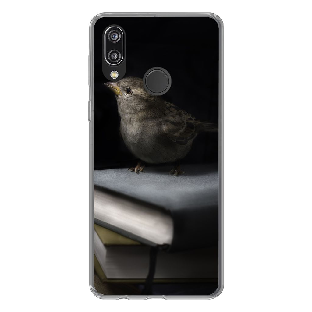 MuchoWow Handyhülle Schutzhülle Hülle für Huawei P20 Lite (2020) Vogel - Bücher - Porträt Silikon Softcase Handy Hülle - Kartenhalter