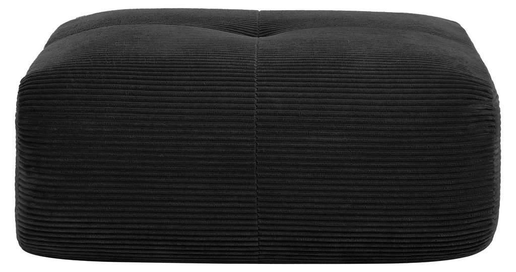 Cordstoff-Fußhocker Hamlet, Ottoman passend zur Hamlet-Sofaserie, 92.5 x 75 x 44 cm, Schwarz