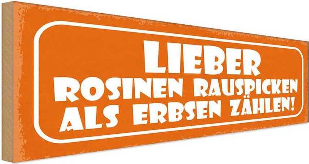 vianmo Holzschild 10x27 cm Rosinen rauspicken als Erbsen Dekoration