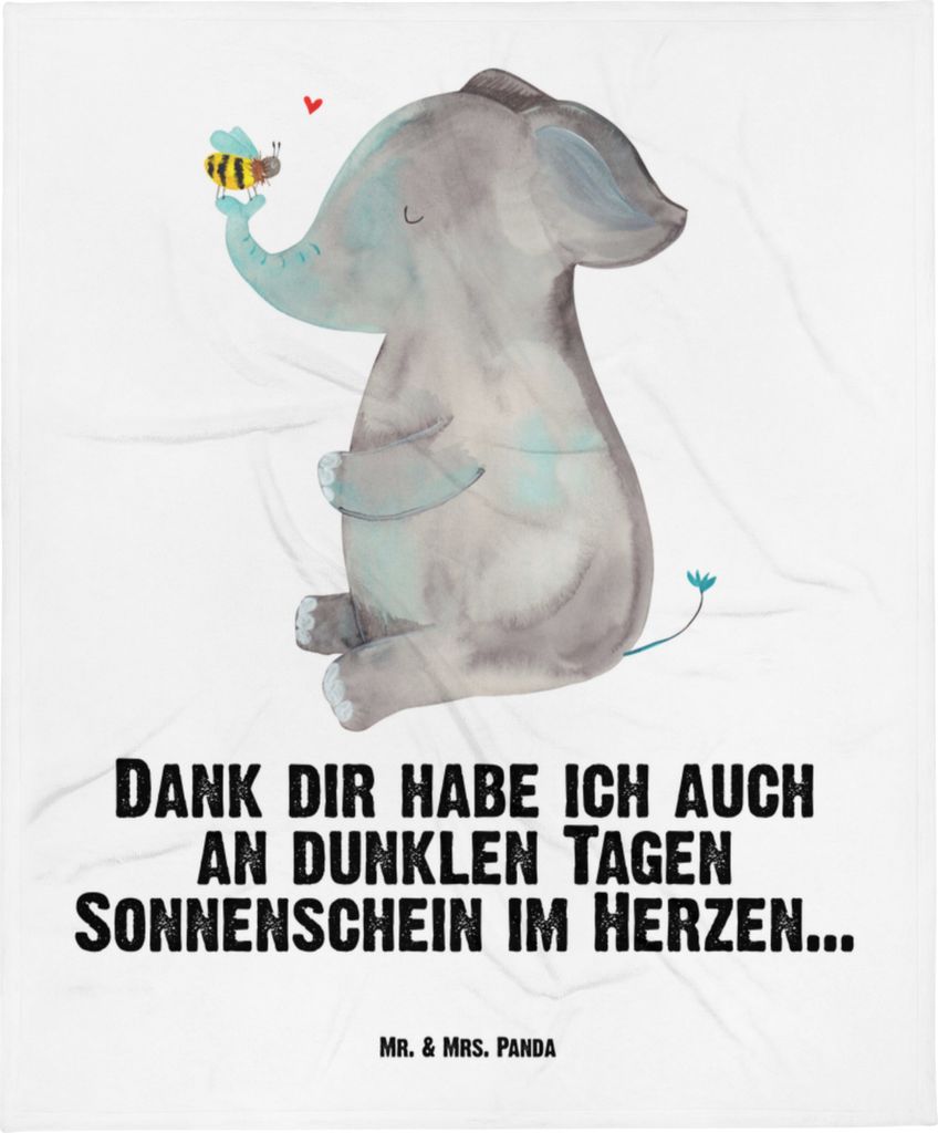 Mr. & Mrs. Panda Schlummerdecke Elefant Biene - Weiß - Geschenk, Babydecke, Jahrestag, Erstlingsdecke, Babybettdecke, Fleecedecke, Liebe, Hochzeit...