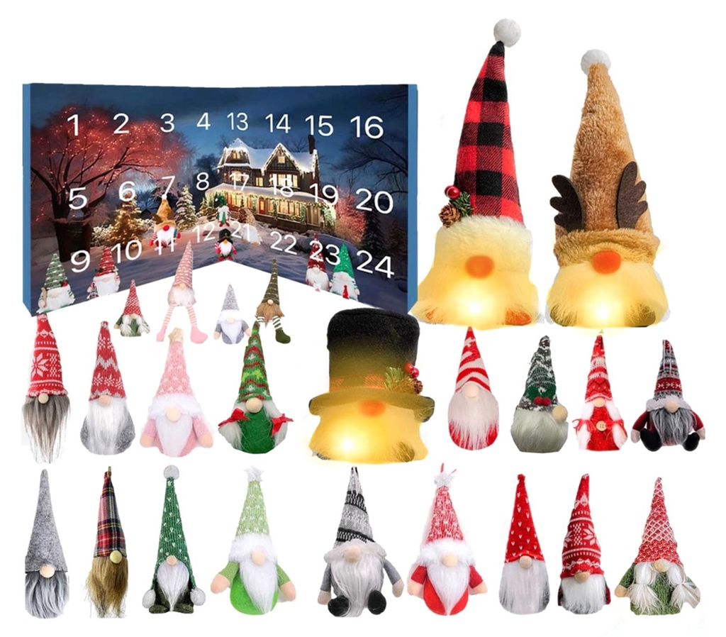 Wichtel-Adventskalender 2025: 24-tägiger Weihnachts-Countdown-Kalender mit 24 Sammelfiguren und leuchtenden Wichtel-Ornamenten für die Heimdekora...