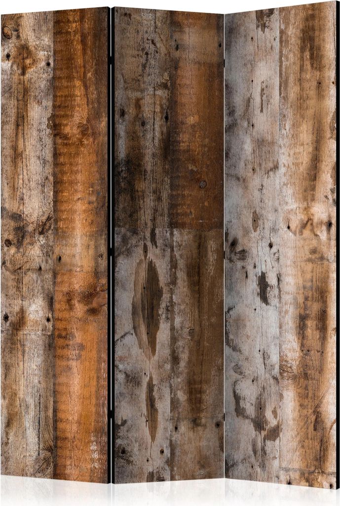 3-teiliger Einseitiger Vlies Paravent - Antique Wood Produktbild 