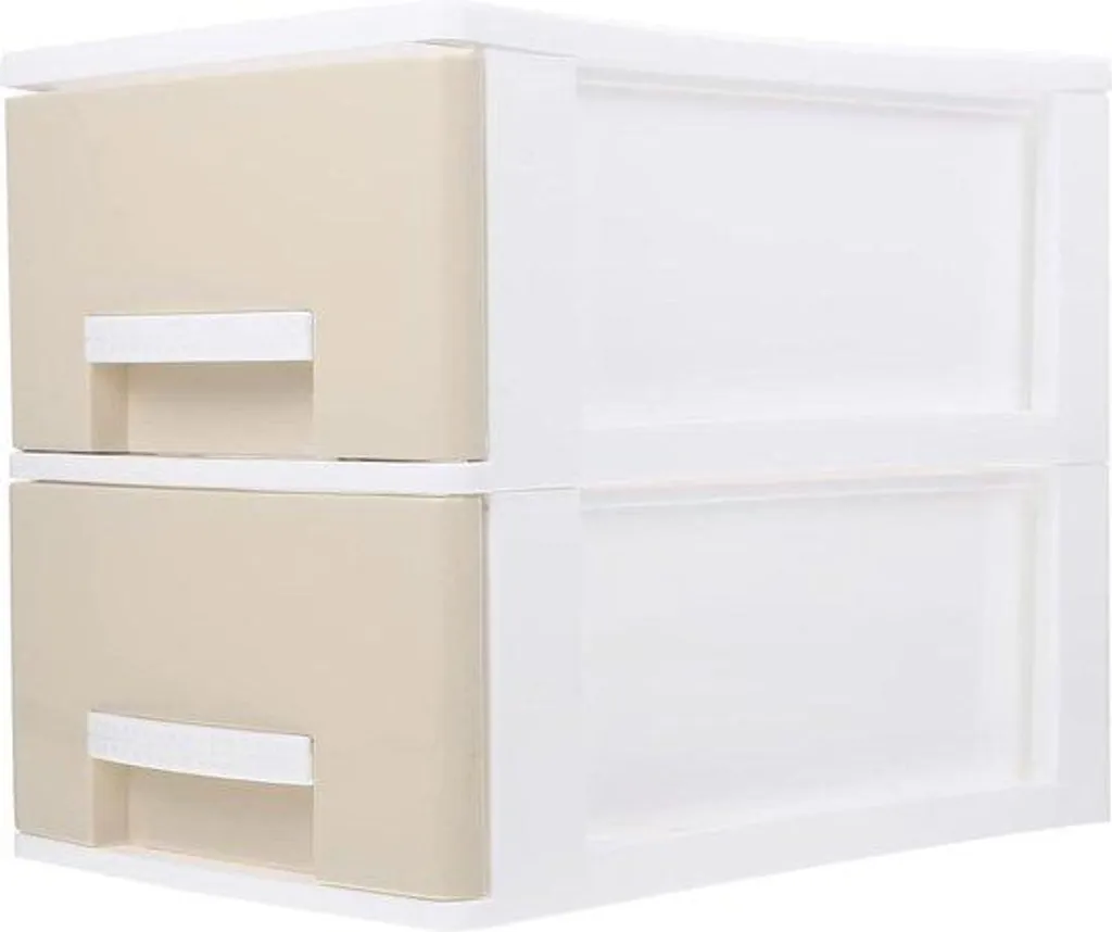 Organiseur de Maquillage à 2 Tiroirs - Mini Commode en Bois Blanc