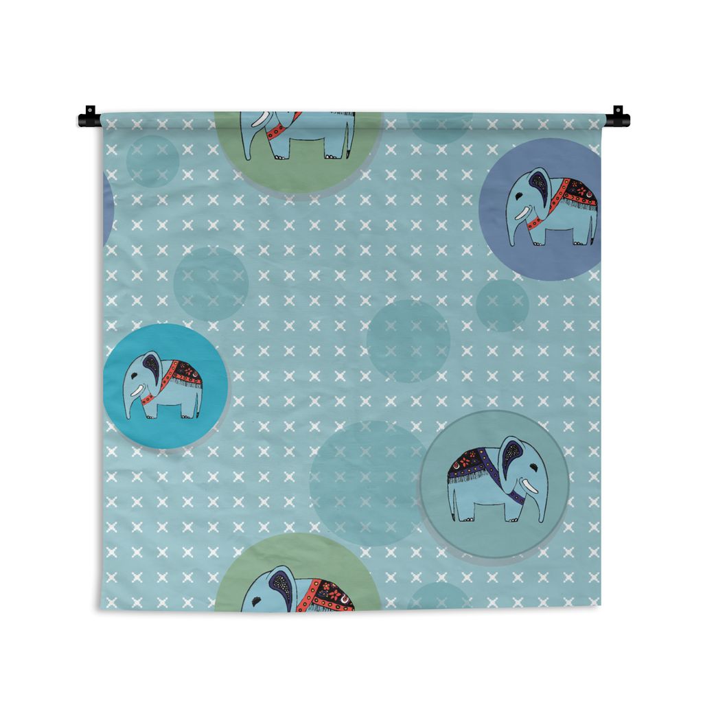 MuchoWow Wandteppich Wandbehang Elefant - Punkte - Design 60x60 cm Tapisserie Dekoration Wandtuch - Dekorationen - Wand Decke