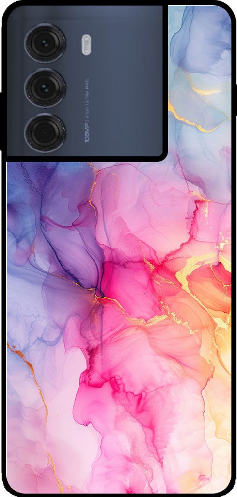 Smartphonica Handytasche passend für Motorola Moto G200 5G / Edge S30 mit Marmordruck - TPU Rückendeckung Fall Marmor Design - Regenbogen