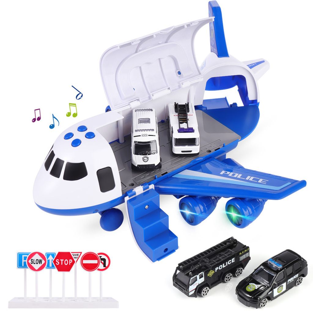 6 Autos mit Sound & Licht für Kinder Weihnachten DE Polizei Spielzeug Flugzeug 