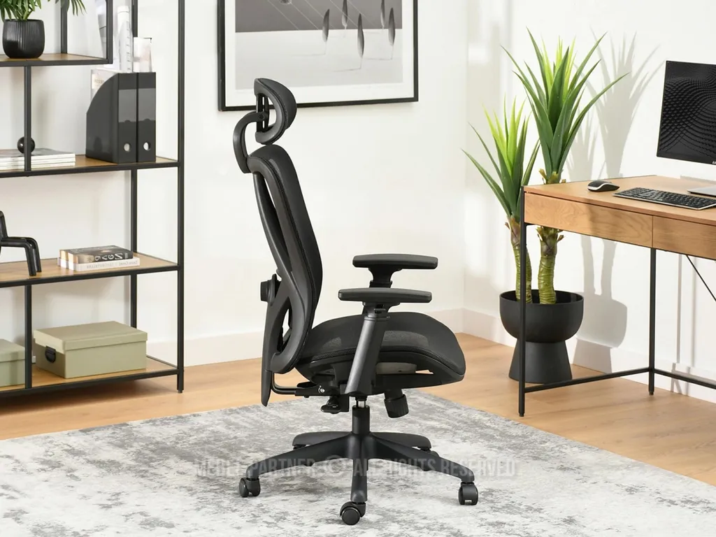 Chaise de bureau DELMY noir ergonomique - Siège confortable à roulettes - 3