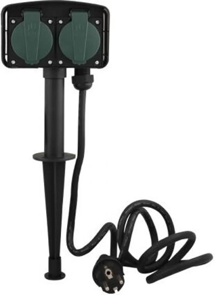 Piquet de jardin 2V + RA noir 1,5m 3x1,5mm² avec câble robuste et terre