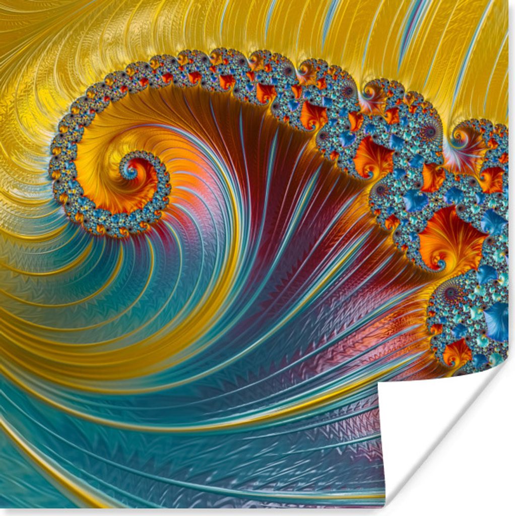 MuchoWow Poster Abstrakt - Muschel - Farbe 50x50 cm - Wohnzimmerdekoration