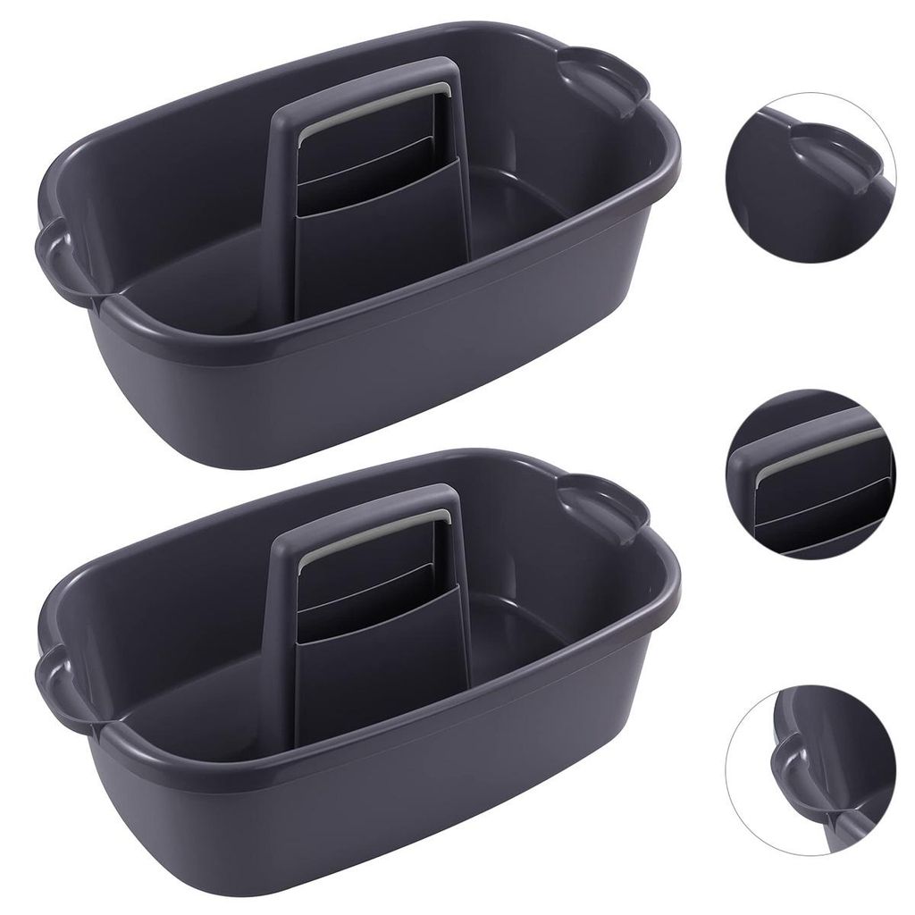Aufbewahrungsboxen ,2er-Pack Große graue Reinigungsboxen ,Griffen, Kunststoff-Tragetaschen für Dusche,Badezimmer,Küche,Aufbewahrung unter Spüle