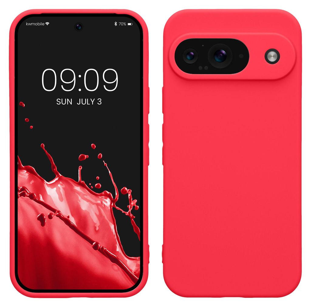 kwmobile Handyhülle für Google Pixel 9 Hülle - weiches Handy Silikon Case - Schutzhülle Cover - Neon Pink