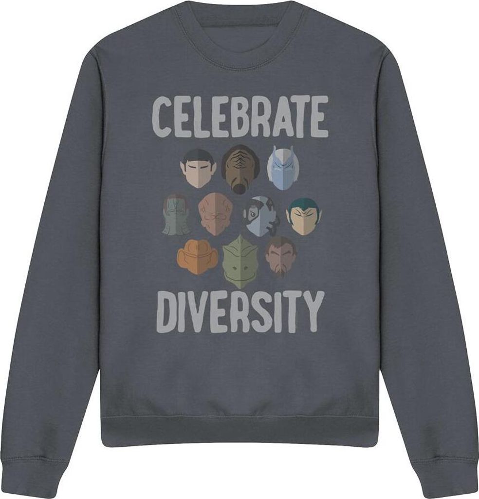 Star Trek - "The Celebrate Diversity" Sweatshirt für Herren/Damen Uni TV12168 (L) (Holzkohle)