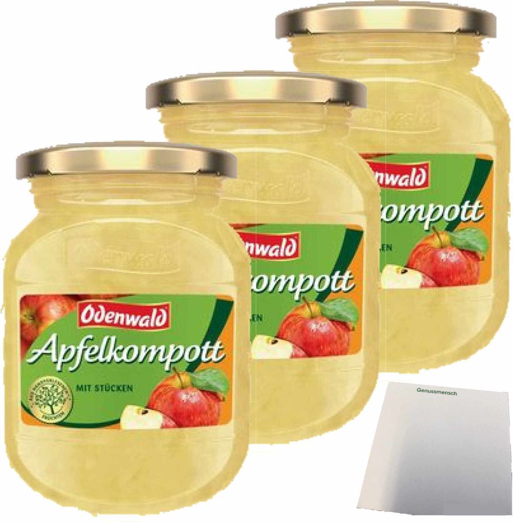 Odenwald Apfelkompott mit Stücken 3er Pack (3x360g Glas) + usy Block