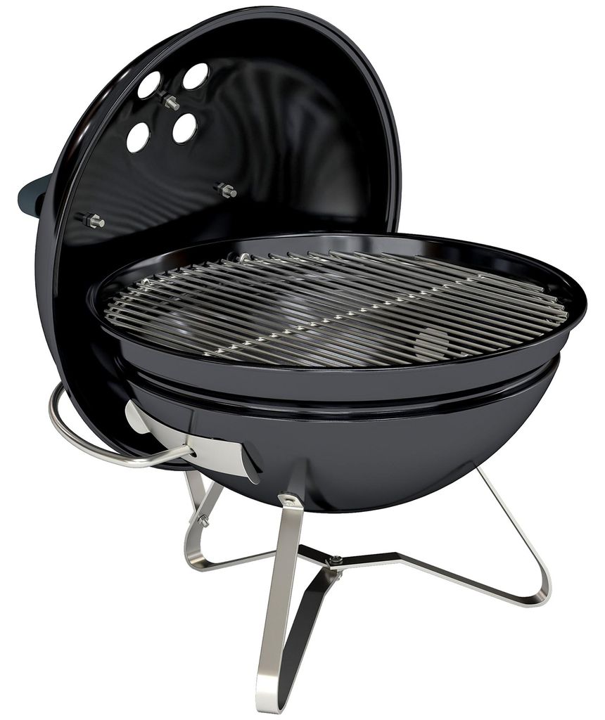 Holzkohlegrill Tragbarer Kugelgrill mit Deckel Griff verstellbaren Lüftungsschlitzen für Barbeque 41x41x44 cm Schwarz