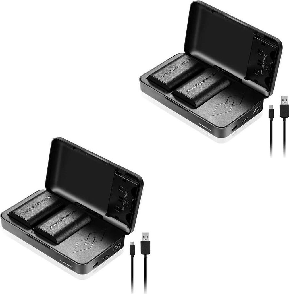 LP-E6/LP-E6N Akkus - Ladegerät-Set - Li-Ion 2300 mAh - 2er Pack - Mit Ladeetui - Grau