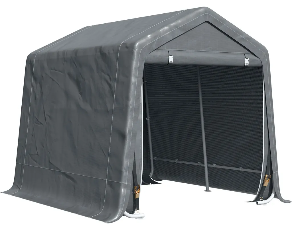 Abri de jardin souple 6.7m² tente de rangement grise 2 portes zippées