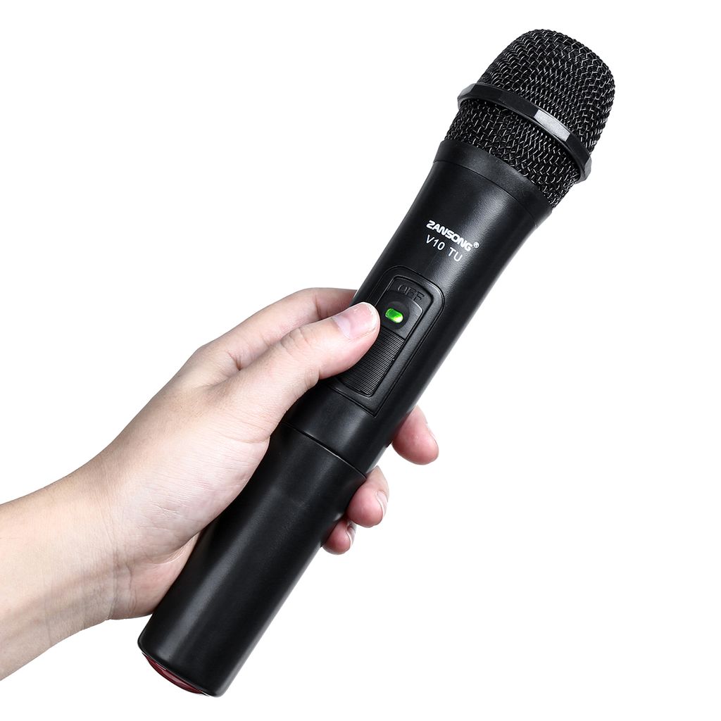 V10 Funk Mikrofon Wireless Microphone VHF USB 2 Kanal Funkmikrofon mit Empfänger 