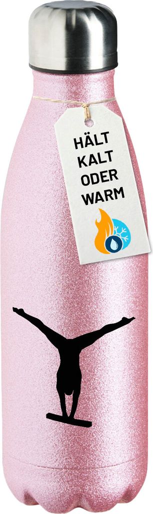 Huuraa Trinkflasche Schwebebalken Turnen 500ml Pink Edelstahl Wasserflasche Trinkflasche Geschenkidee