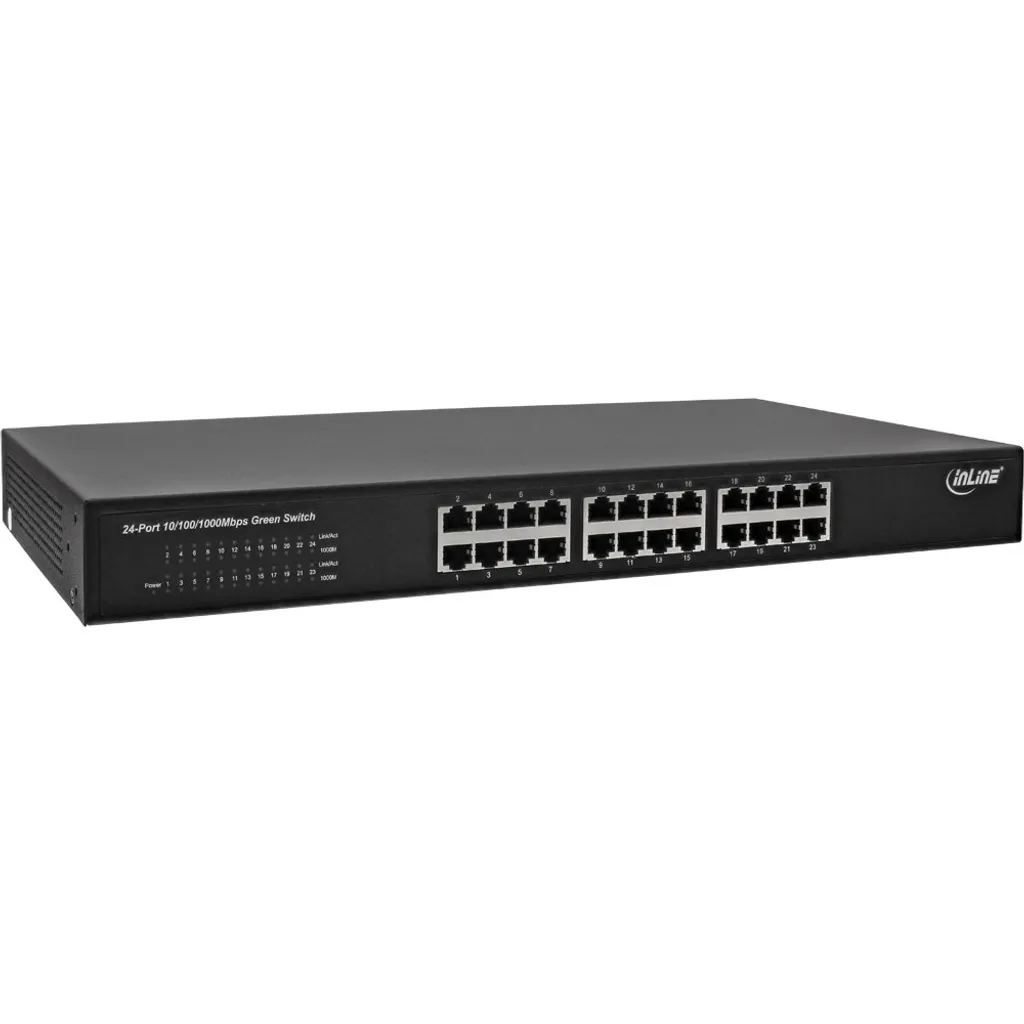 Switch Rete 24 Porte Gigabit InLine Metallo 19" - Qualità Professionale
