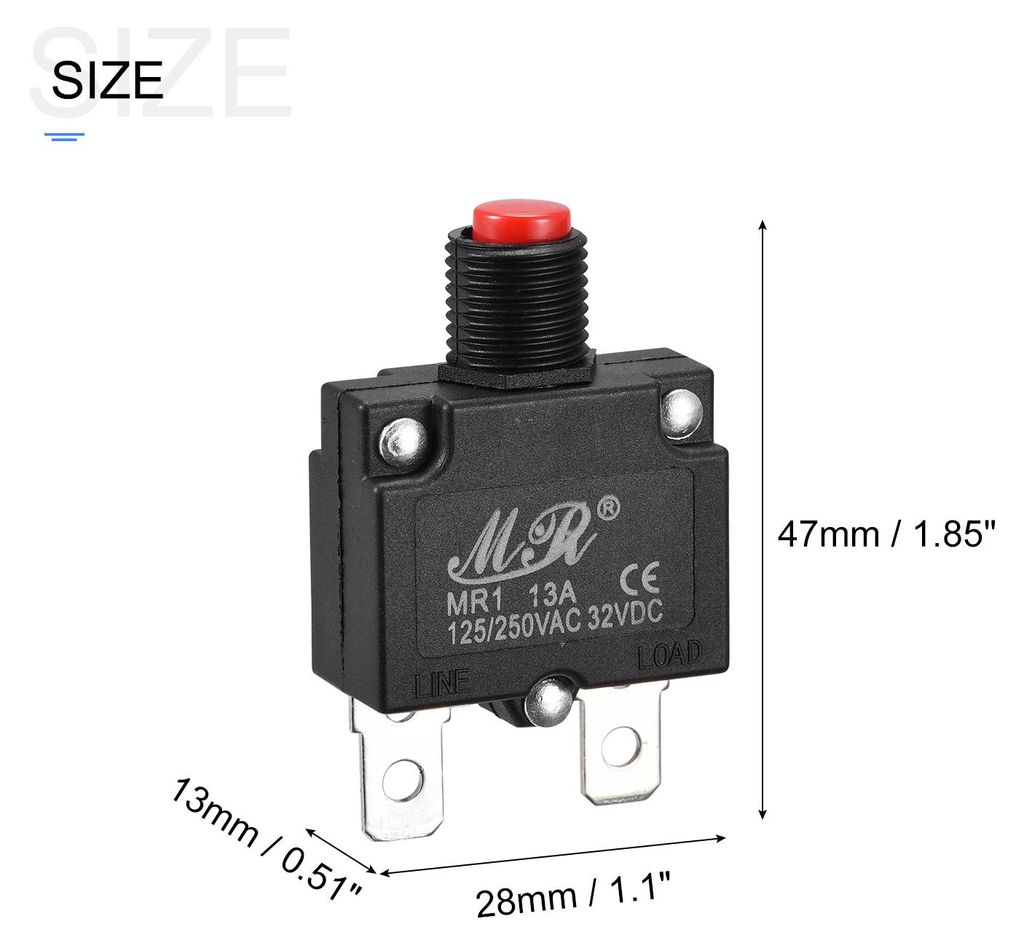 5Stk š¹berlastschutz 13A AC125/250V DC32V Druckknopf Schalter fš¹r Luftkompressor