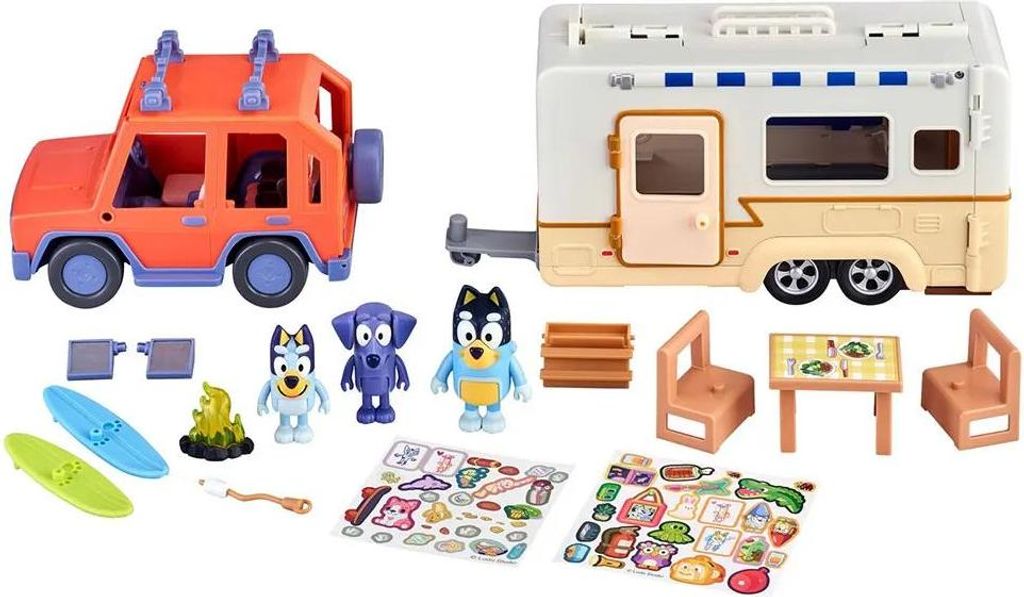 Bluey Family 4wd And Caravan 90130 Figur Mehrfarbig Mehrfarbig One Size