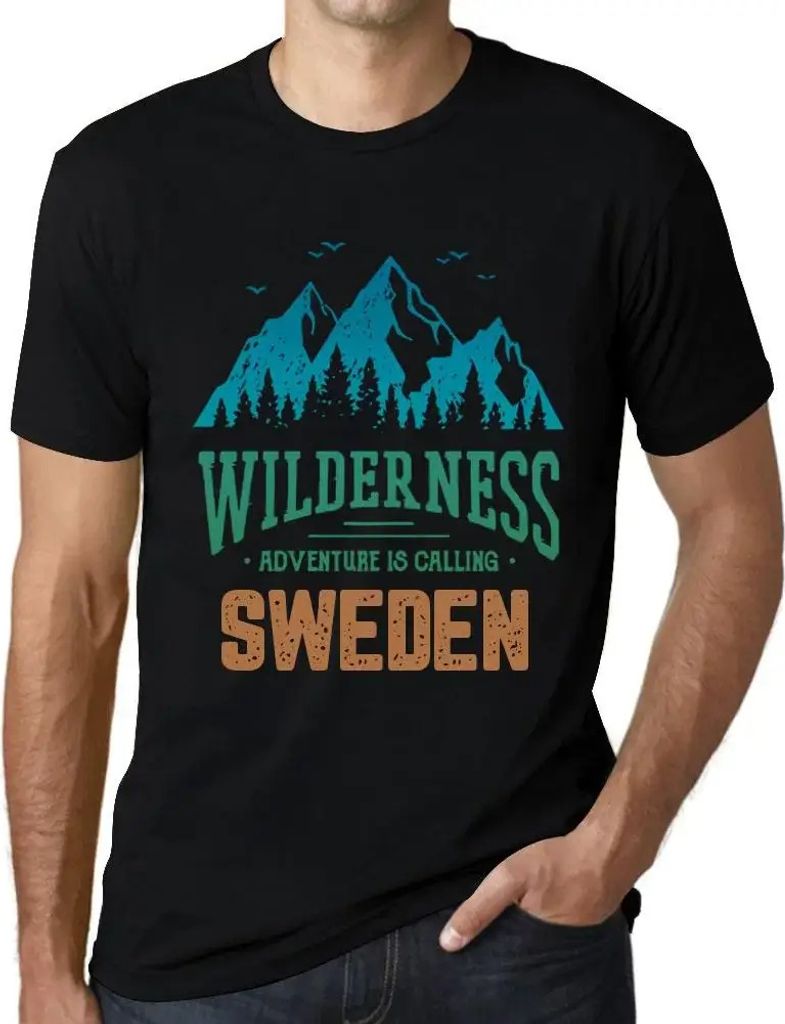 Herren Grafik T-Shirt Wildnis das Abenteuer ruft in Schweden – Wilderness, Adventure Is Calling Sweden – Öko-Verantwortlich Vintage Jahrgang K...