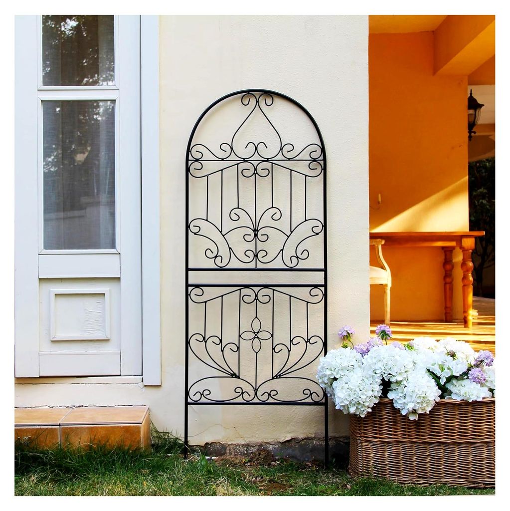 Gartengitter für Ranken und Kletterpflanzen 150CM x 56CM x 1.3CM, Schwarzes Rankgitter für Rosen im Freien