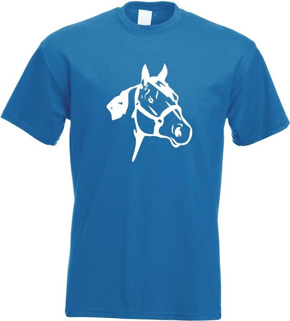 Kiwistar - T-Shirt - royal - Pferdekopf - Reiten - Dressurpferd Motiv Bedruckt Funshirt Design Print - mit Motiv Bedruckt - Funshirt Design - Sport...
