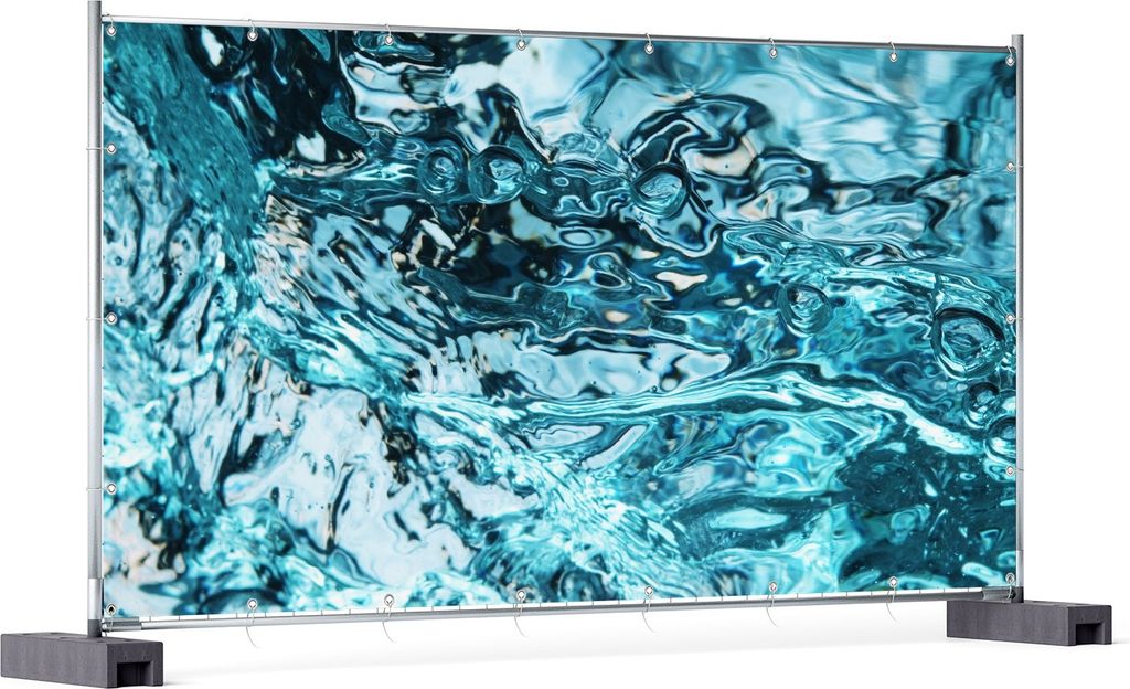 Wallario XXL Outdoor-Poster für Garten oder Balkon, Motiv Frisches blaues Wasser in Aufruhr, in ca. 340 x 173 cm