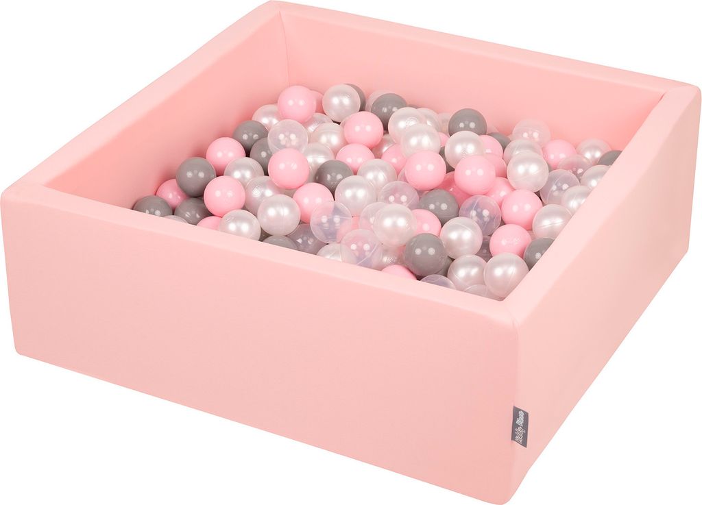 KiddyMoon Bällebad 90x30cm 300 Bälle ∅7cm Quadrat Bällepool Mit Bunten Bällen Für Babys Und Kinder