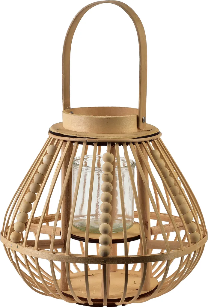 Photophore en osier Lucie Natural 30 x H 28 cm - Lanterne bois tressé
