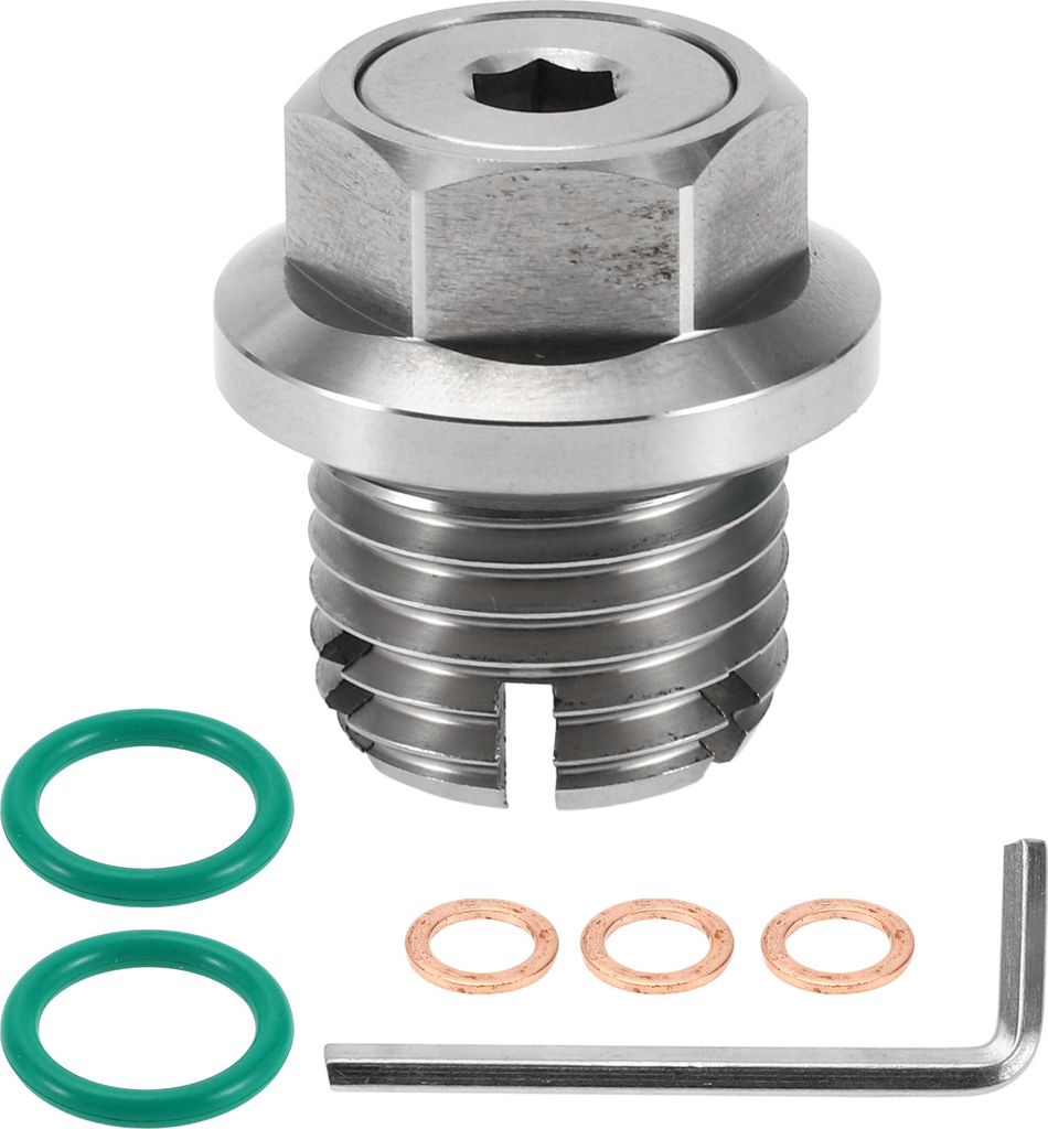 für Auto Motorrad Boot Ölablassschraube Anti-Leckage Motorölwanne Ablassschraube Gewindereparatur Silberton mit 3 Dichtungen Kupfer M18.1-2mm