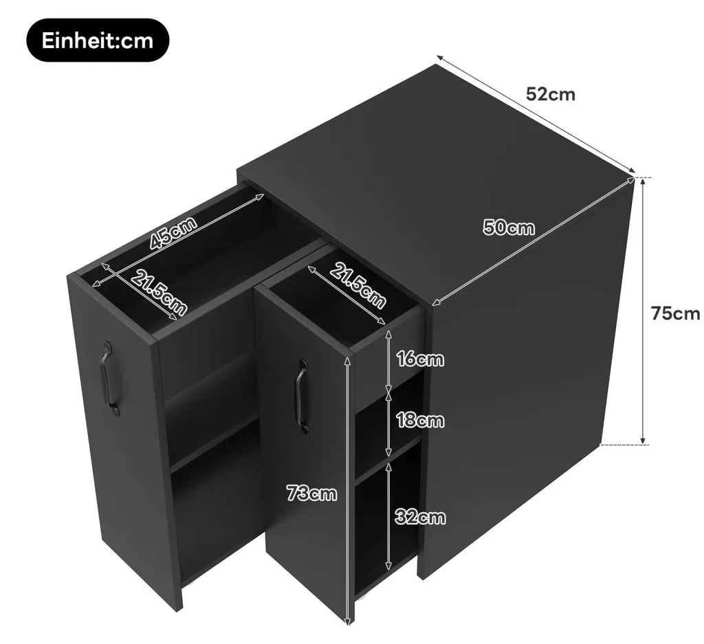 Petit buffet de bureau réversible à roulettes et rangement modulable - 6