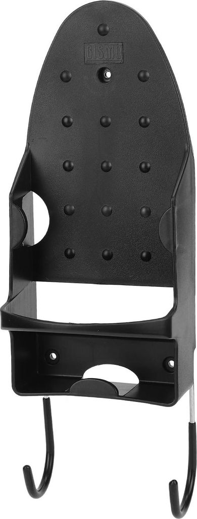 Elektrisches Bügeleisen Halter hitzebeständig 2 in 1 Wand montiert Bügelbrett Rack mit Haken für Haus BadSchwarz