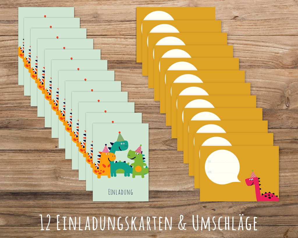 Friendly Fox Einladung Dino Geburtstag, 12 Einladungskarten Produktbild 7