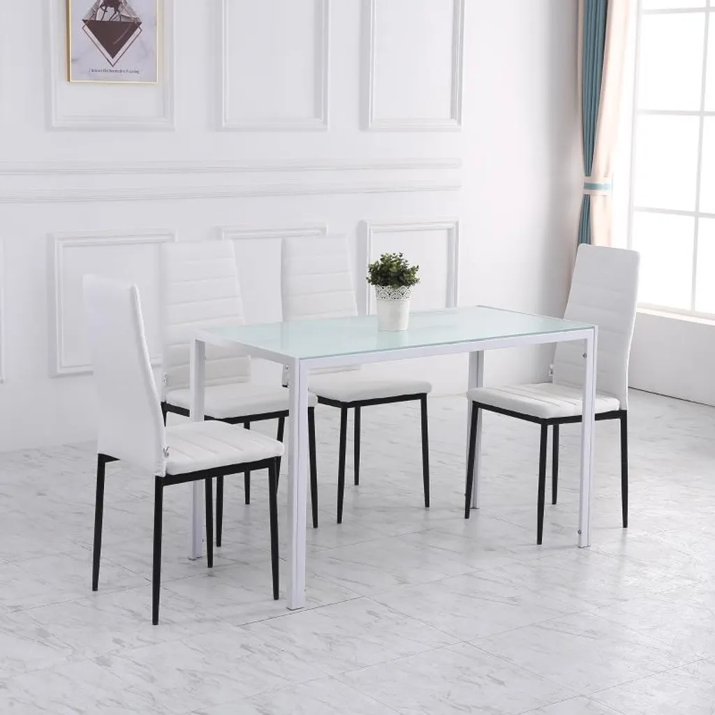Fortuna Lai Table à manger blanche moderne 120 x 60 x 75 cm pour cuisine