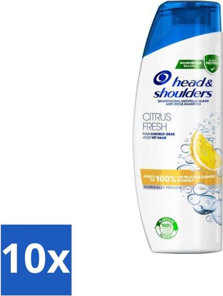Head & Shoulders Anti-Schuppen-Shampoo – Citrus Fresh – Fettiges Haar – 285 ml - Vorteilspack - 10 Stücke