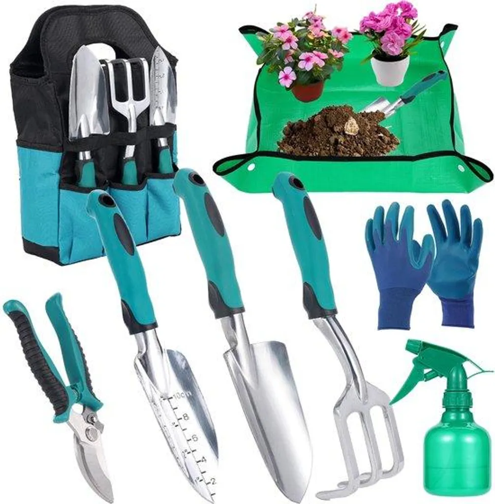 Kit outils de jardinage contre la fatigue - 8 pièces inox Grip Antidérapant