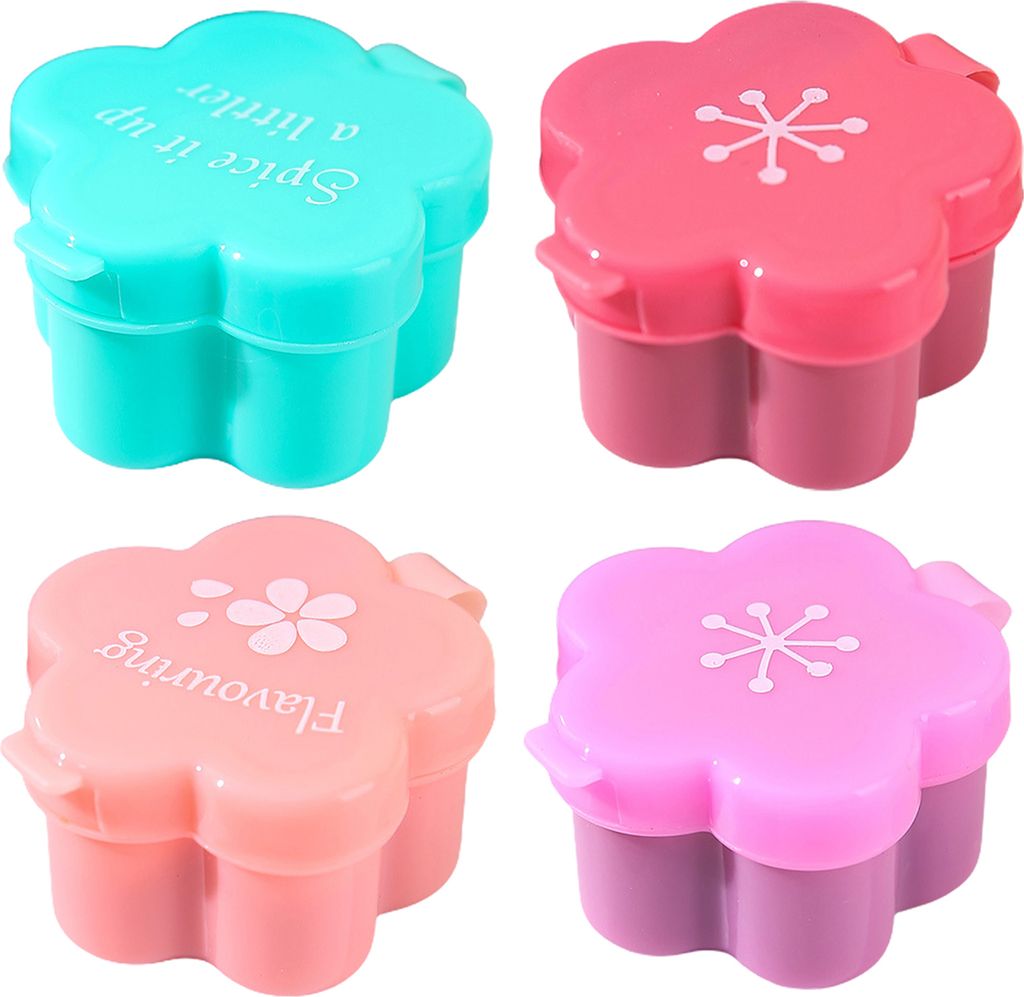4 Stück Mini-Soßenbox in Blumenform, Sojasauce, Ketchup, Honig, Salatdressing, Behälter, Camping, Picknick, Bento-Box, Zubehör