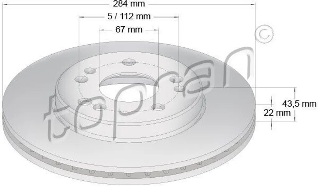 Disque de frein TOPRAN 400 845 pour Mercedes Classe E W124 - OE A1244211612