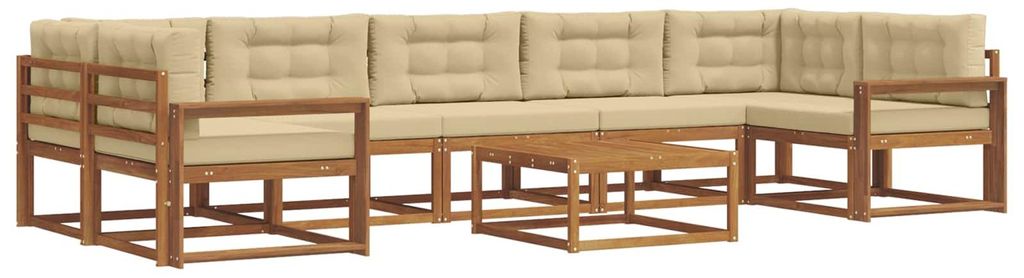 vidaXL Outdoor-Sofagarnitur mit Kissen 8 pcs Natur und Beige