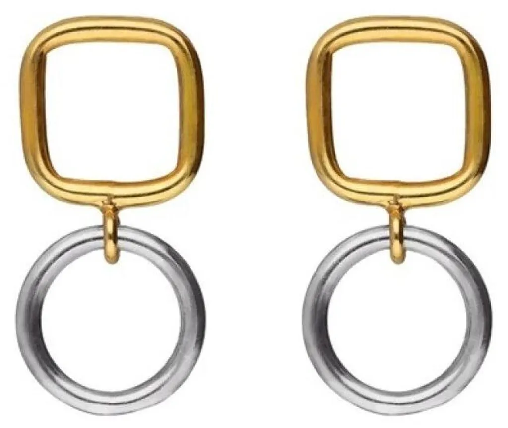 Boucles d'oreilles pendantes bicolores argent pour soirées et fêtes