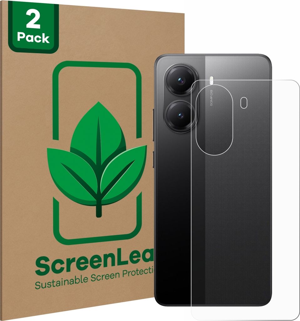 2x ScreenLeaf Schutzfolie für Xiaomi Poco X7 Pro (Rückseite) nachhaltiger Displayschutz Display Schutz Folie Klar Transparent