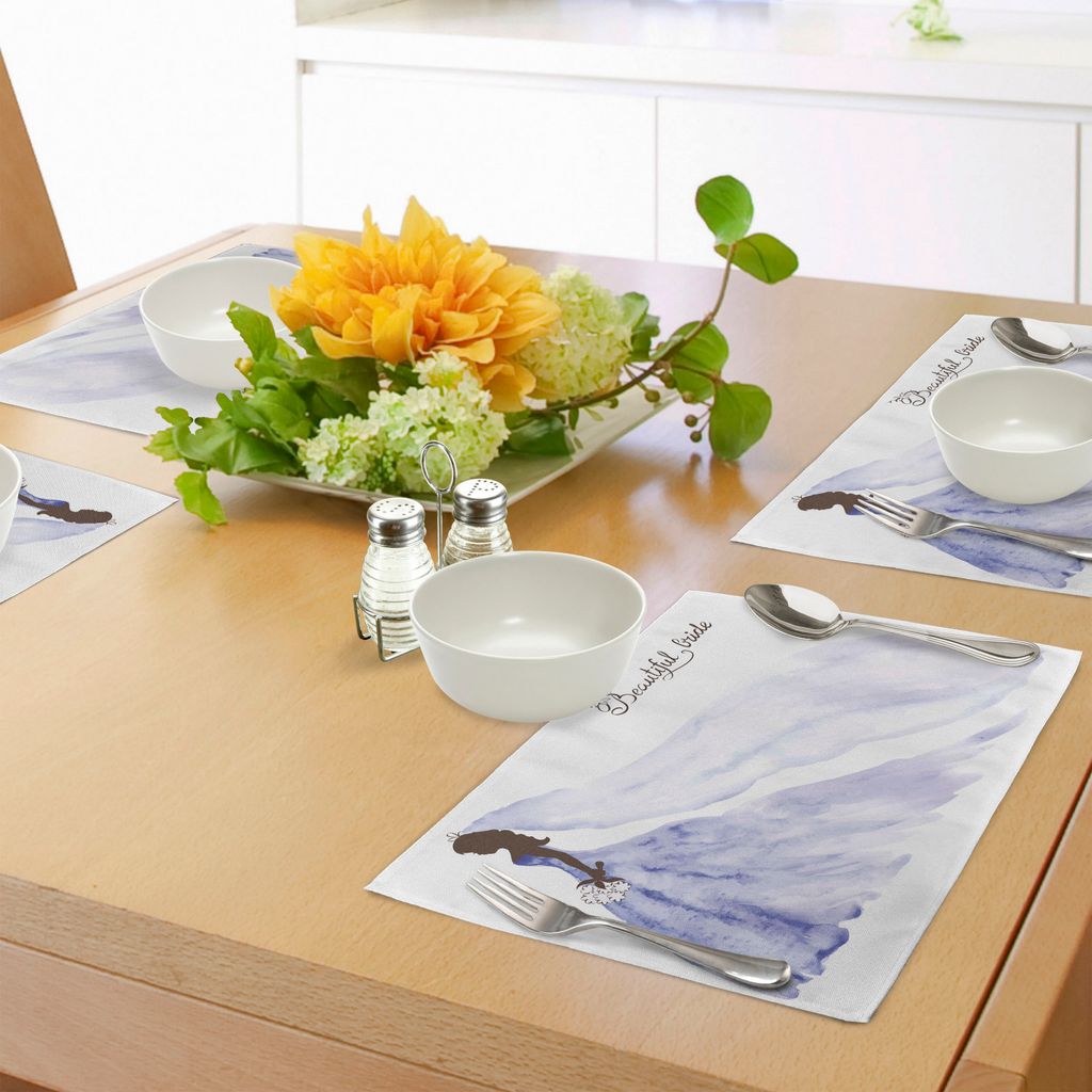 ABAKUHAUS Brautdusche Platzmatten, Abstraktes schönes Braut-Hochzeits-Kleid blüht Feier-Druck, Tiscjdeco aus Farbfesten Stoff für das Esszimmer ...