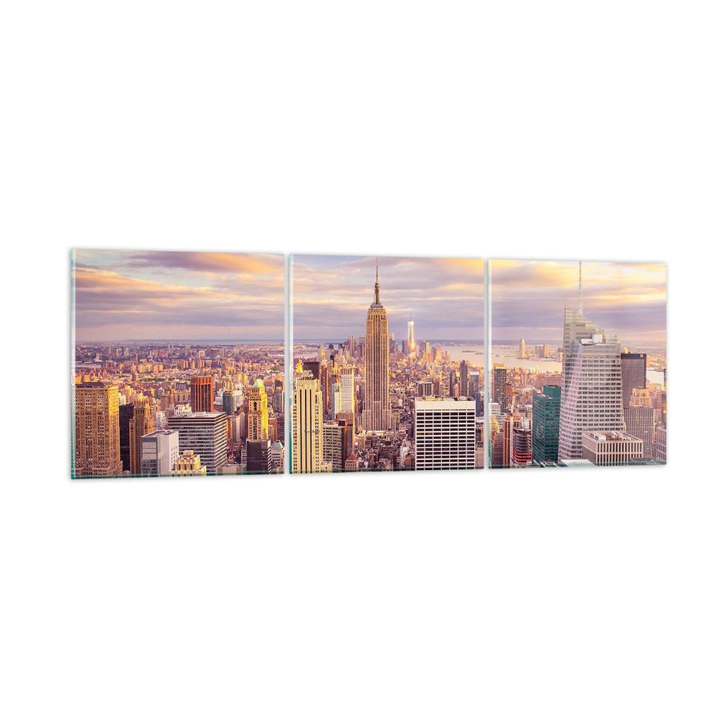 Bilder auf glas - New York Stadt - 90x30cm - Glasbilder - Wandbilder - Bilder - Kunstdruck - zum Aufhängen bereit - Wanddekoration aus Glas - Glas...