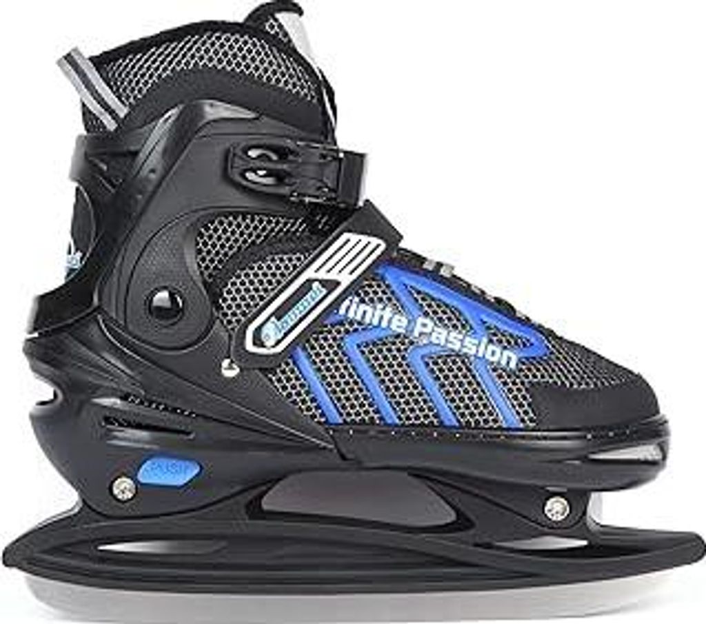 Verstellbar Eishockey Schlittschuhe für Herren Damen Erwachsene Kinder, Edelstahl Ice Skates, Eislaufschuhe mit Schnellschnürsystem & Push-Lock-S...